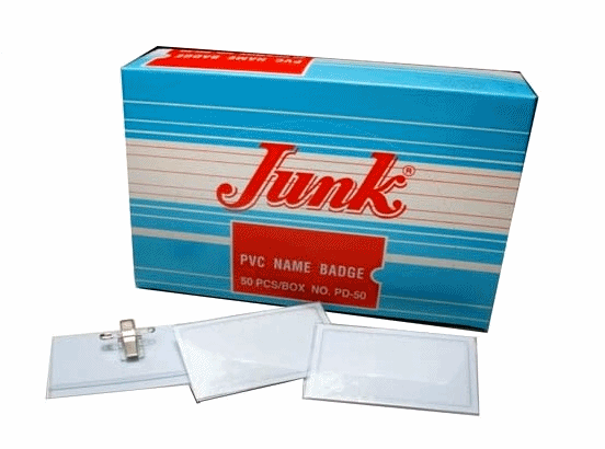 ป้ายชื่อพลาสติกแข็งมีคลิปหนีบ JUNK PD50 (50/50) 