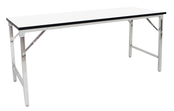โต๊ะพับไม้ตันโฟเมก้าสีขาว PVC สีดำขนาด120*60*73.7CM 